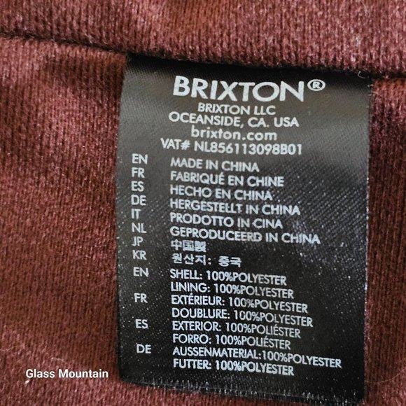 Brixton Maroon Windbreaker Jacket - Picture 9 of 13